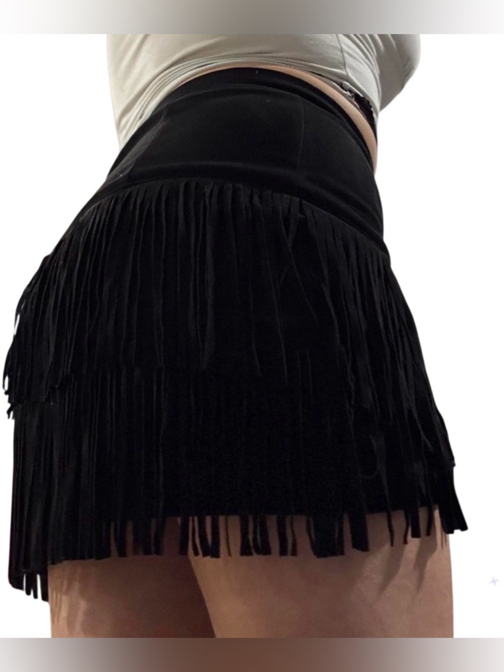Altar'd State Black Fringe Mini Skirt